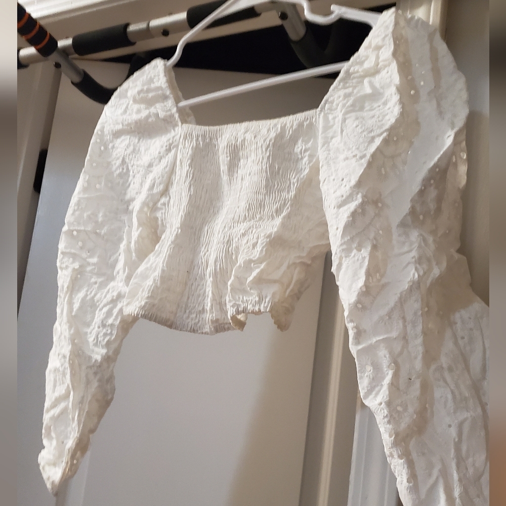 White boho crop top